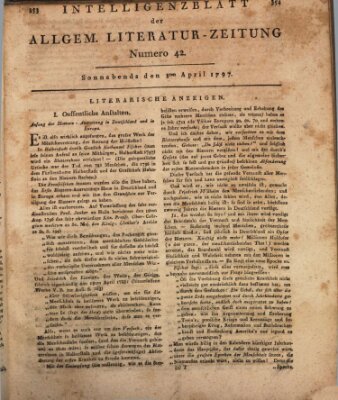 Allgemeine Literatur-Zeitung (Literarisches Zentralblatt für Deutschland) Samstag 8. April 1797