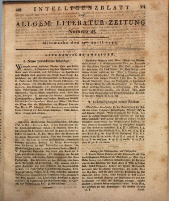 Allgemeine Literatur-Zeitung (Literarisches Zentralblatt für Deutschland) Mittwoch 12. April 1797