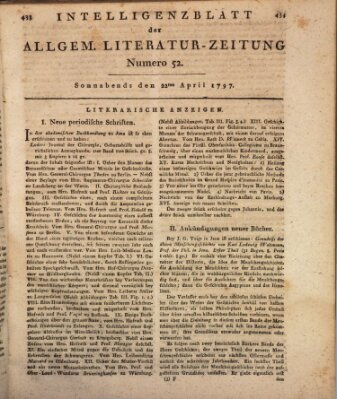 Allgemeine Literatur-Zeitung (Literarisches Zentralblatt für Deutschland) Samstag 22. April 1797