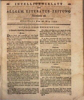 Allgemeine Literatur-Zeitung (Literarisches Zentralblatt für Deutschland) Samstag 6. Mai 1797