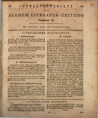 Allgemeine Literatur-Zeitung (Literarisches Zentralblatt für Deutschland) Mittwoch 21. Juni 1797