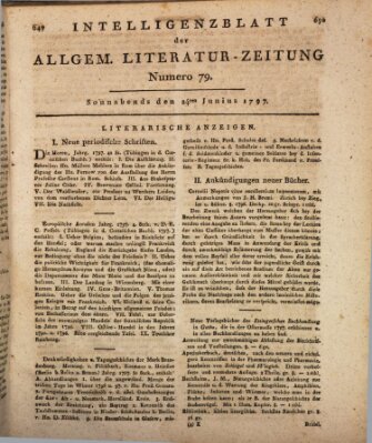 Allgemeine Literatur-Zeitung (Literarisches Zentralblatt für Deutschland) Samstag 24. Juni 1797