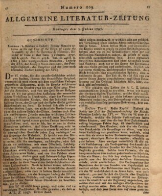 Allgemeine Literatur-Zeitung (Literarisches Zentralblatt für Deutschland) Montag 3. Juli 1797