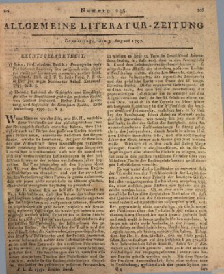 Allgemeine Literatur-Zeitung (Literarisches Zentralblatt für Deutschland) Donnerstag 3. August 1797