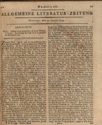 Allgemeine Literatur-Zeitung (Literarisches Zentralblatt für Deutschland) Dienstag 22. August 1797