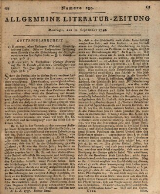 Allgemeine Literatur-Zeitung (Literarisches Zentralblatt für Deutschland) Montag 11. September 1797