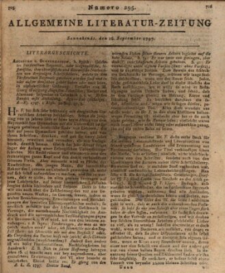 Allgemeine Literatur-Zeitung (Literarisches Zentralblatt für Deutschland) Samstag 16. September 1797