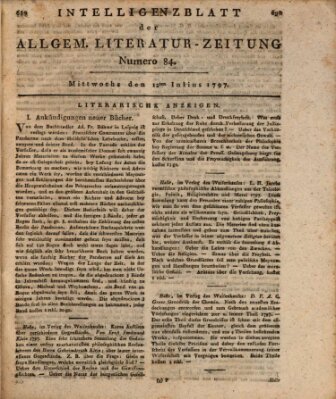 Allgemeine Literatur-Zeitung (Literarisches Zentralblatt für Deutschland) Mittwoch 12. Juli 1797