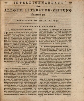 Allgemeine Literatur-Zeitung (Literarisches Zentralblatt für Deutschland) Samstag 22. Juli 1797