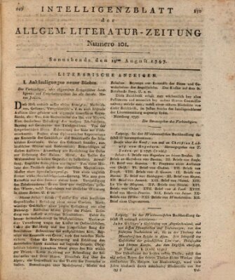 Allgemeine Literatur-Zeitung (Literarisches Zentralblatt für Deutschland) Samstag 19. August 1797