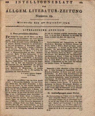 Allgemeine Literatur-Zeitung (Literarisches Zentralblatt für Deutschland) Mittwoch 27. September 1797