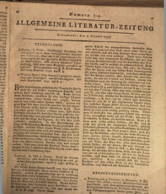 Allgemeine Literatur-Zeitung (Literarisches Zentralblatt für Deutschland) Samstag 7. Oktober 1797