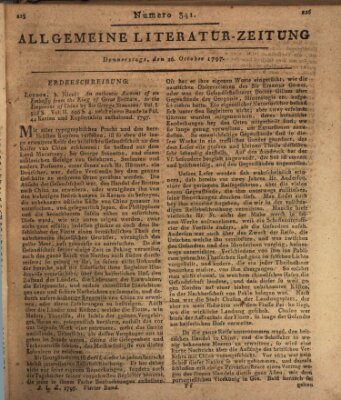 Allgemeine Literatur-Zeitung (Literarisches Zentralblatt für Deutschland) Donnerstag 26. Oktober 1797