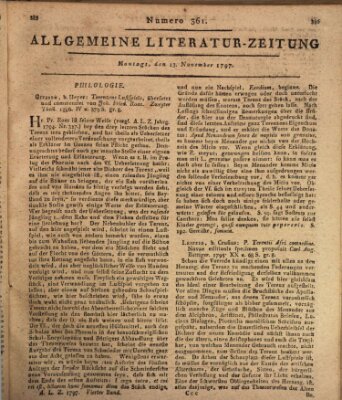 Allgemeine Literatur-Zeitung (Literarisches Zentralblatt für Deutschland) Montag 13. November 1797