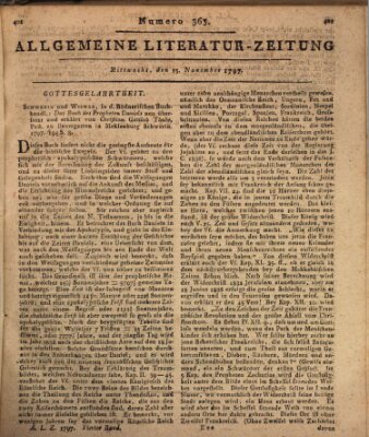 Allgemeine Literatur-Zeitung (Literarisches Zentralblatt für Deutschland) Mittwoch 15. November 1797