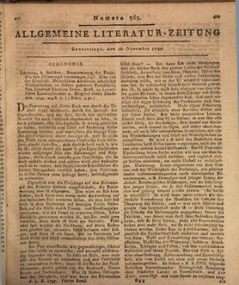 Allgemeine Literatur-Zeitung (Literarisches Zentralblatt für Deutschland) Donnerstag 16. November 1797