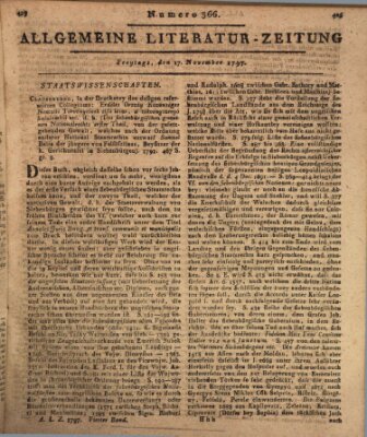 Allgemeine Literatur-Zeitung (Literarisches Zentralblatt für Deutschland) Freitag 17. November 1797