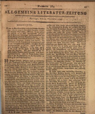 Allgemeine Literatur-Zeitung (Literarisches Zentralblatt für Deutschland) Montag 20. November 1797