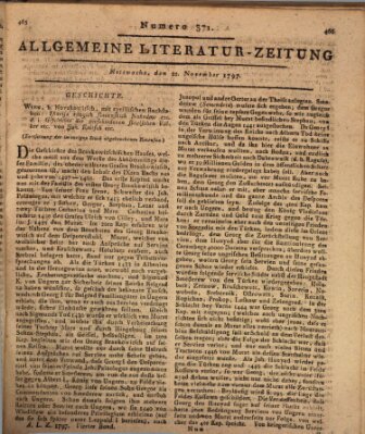 Allgemeine Literatur-Zeitung (Literarisches Zentralblatt für Deutschland) Mittwoch 22. November 1797