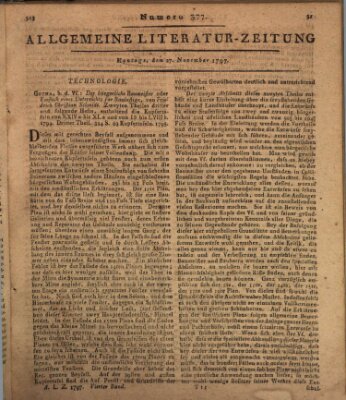 Allgemeine Literatur-Zeitung (Literarisches Zentralblatt für Deutschland) Montag 27. November 1797