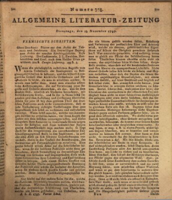 Allgemeine Literatur-Zeitung (Literarisches Zentralblatt für Deutschland) Dienstag 28. November 1797