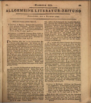 Allgemeine Literatur-Zeitung (Literarisches Zentralblatt für Deutschland) Samstag 2. Dezember 1797