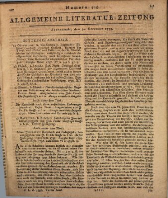 Allgemeine Literatur-Zeitung (Literarisches Zentralblatt für Deutschland) Samstag 30. Dezember 1797