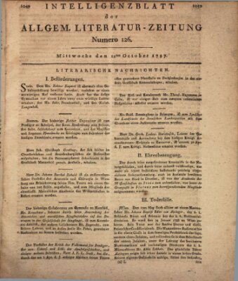 Allgemeine Literatur-Zeitung (Literarisches Zentralblatt für Deutschland) Mittwoch 11. Oktober 1797