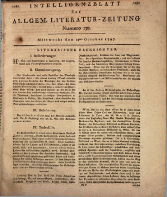 Allgemeine Literatur-Zeitung (Literarisches Zentralblatt für Deutschland) Mittwoch 18. Oktober 1797