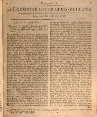 Allgemeine Literatur-Zeitung (Literarisches Zentralblatt für Deutschland) Dienstag 2. Januar 1798