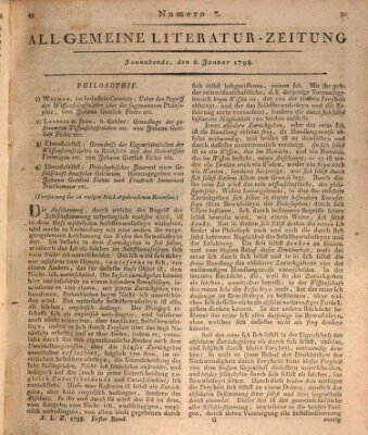 Allgemeine Literatur-Zeitung (Literarisches Zentralblatt für Deutschland) Samstag 6. Januar 1798