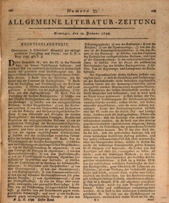 Allgemeine Literatur-Zeitung (Literarisches Zentralblatt für Deutschland) Montag 29. Januar 1798