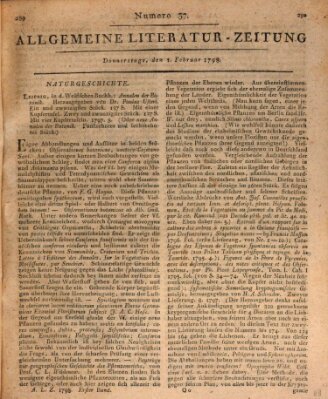 Allgemeine Literatur-Zeitung (Literarisches Zentralblatt für Deutschland) Donnerstag 1. Februar 1798