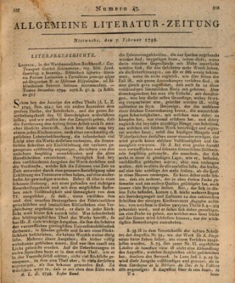 Allgemeine Literatur-Zeitung (Literarisches Zentralblatt für Deutschland) Mittwoch 7. Februar 1798