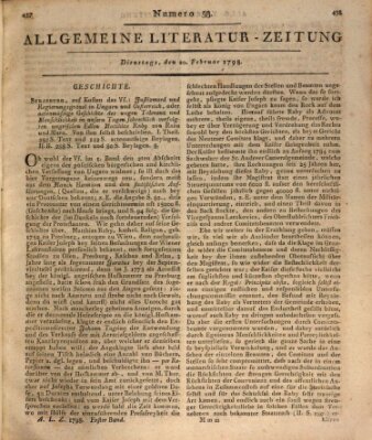 Allgemeine Literatur-Zeitung (Literarisches Zentralblatt für Deutschland) Dienstag 20. Februar 1798