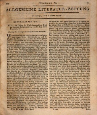 Allgemeine Literatur-Zeitung (Literarisches Zentralblatt für Deutschland) Freitag 2. März 1798