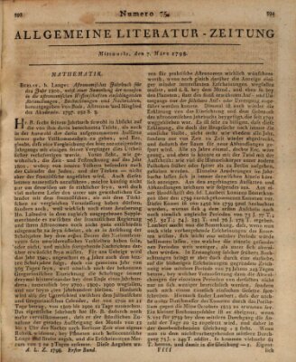 Allgemeine Literatur-Zeitung (Literarisches Zentralblatt für Deutschland) Mittwoch 7. März 1798