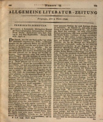 Allgemeine Literatur-Zeitung (Literarisches Zentralblatt für Deutschland) Freitag 9. März 1798