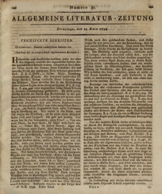 Allgemeine Literatur-Zeitung (Literarisches Zentralblatt für Deutschland) Dienstag 13. März 1798