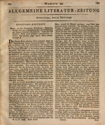 Allgemeine Literatur-Zeitung (Literarisches Zentralblatt für Deutschland) Donnerstag 15. März 1798