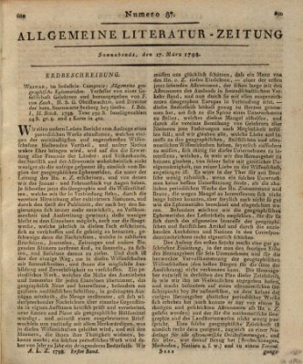 Allgemeine Literatur-Zeitung (Literarisches Zentralblatt für Deutschland) Samstag 17. März 1798