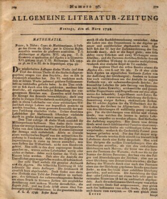 Allgemeine Literatur-Zeitung (Literarisches Zentralblatt für Deutschland) Montag 26. März 1798