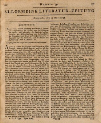 Allgemeine Literatur-Zeitung (Literarisches Zentralblatt für Deutschland) Mittwoch 28. März 1798