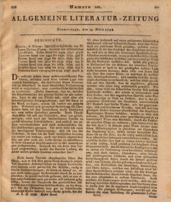 Allgemeine Literatur-Zeitung (Literarisches Zentralblatt für Deutschland) Donnerstag 29. März 1798