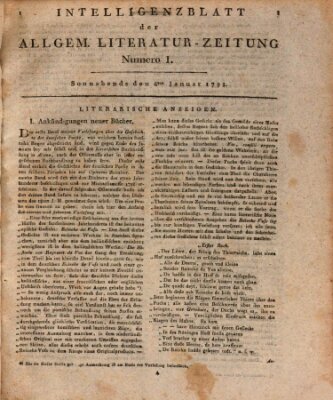 Allgemeine Literatur-Zeitung (Literarisches Zentralblatt für Deutschland) Samstag 6. Januar 1798