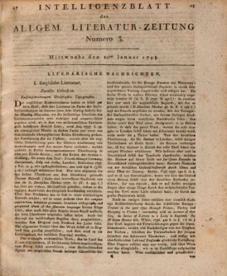 Allgemeine Literatur-Zeitung (Literarisches Zentralblatt für Deutschland) Mittwoch 10. Januar 1798