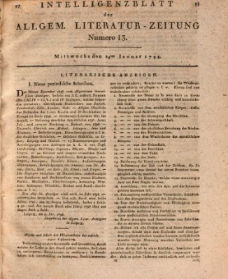 Allgemeine Literatur-Zeitung (Literarisches Zentralblatt für Deutschland) Mittwoch 24. Januar 1798