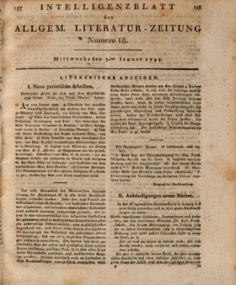 Allgemeine Literatur-Zeitung (Literarisches Zentralblatt für Deutschland) Mittwoch 31. Januar 1798