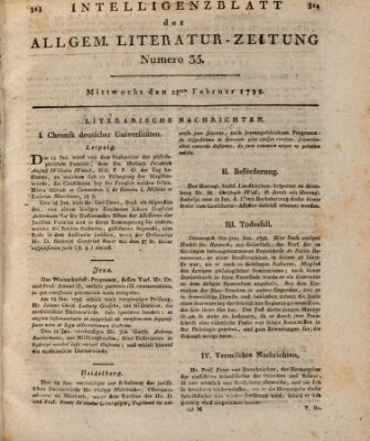 Allgemeine Literatur-Zeitung (Literarisches Zentralblatt für Deutschland) Mittwoch 28. Februar 1798