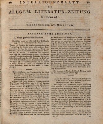 Allgemeine Literatur-Zeitung (Literarisches Zentralblatt für Deutschland) Samstag 10. März 1798